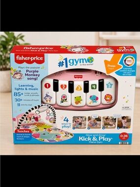 Fisher-Price Pink and White Kick & Play Piano Gym with Colorful Keys